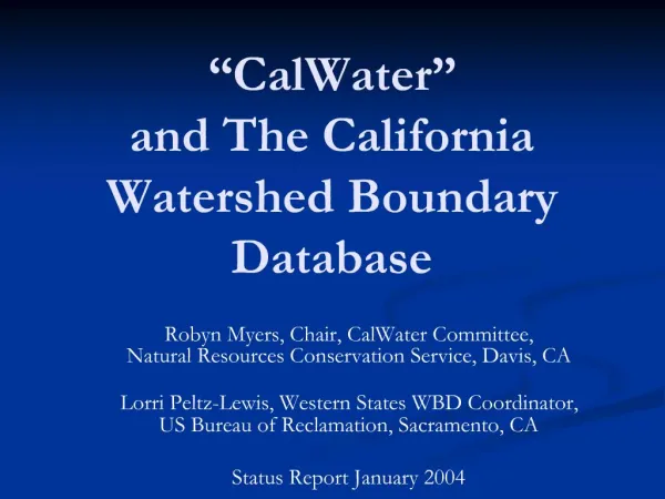 CalWater and The California Watershed Boundary Database
