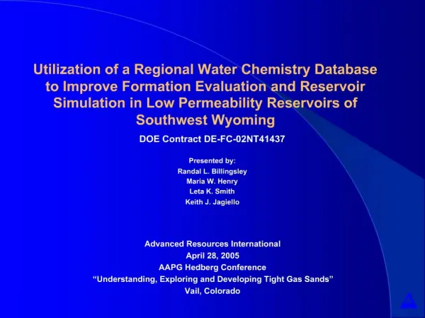 Utilization of a Regional Water Chemistry Database to Improve Formation Evaluation and Reservoir Simulation in Low Perme