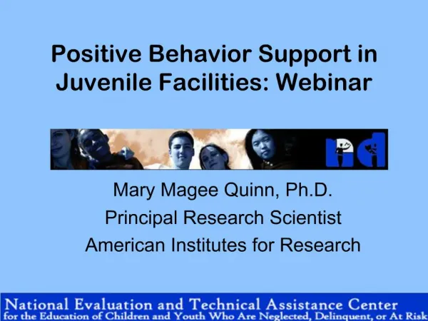 Positive Behavior Support in Juvenile Facilities: Webinar