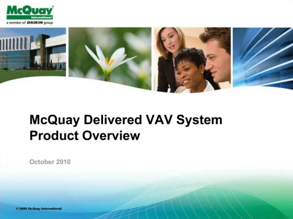 McQuay Delivered VAV System Product Overview October 2010