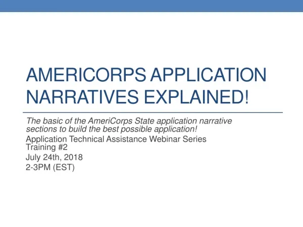 AmeriCorps Application Narratives Explained!