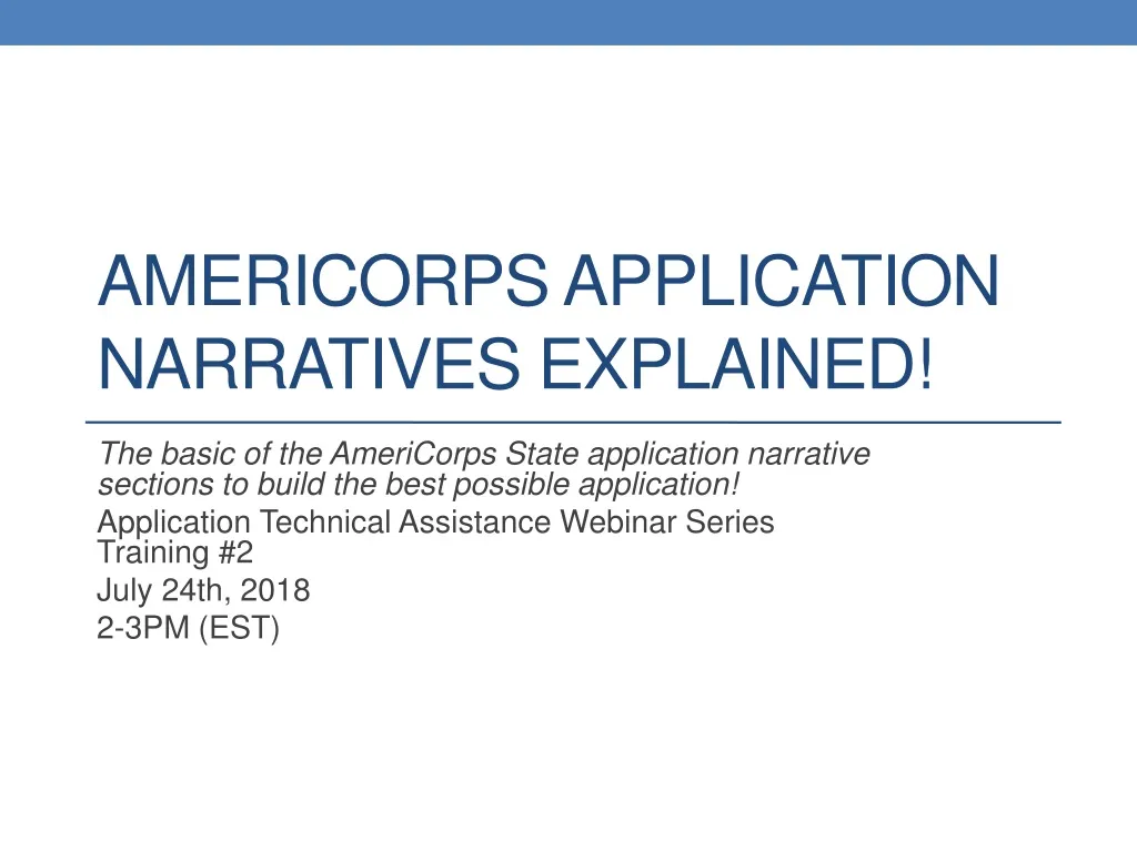 americorps application narratives explained