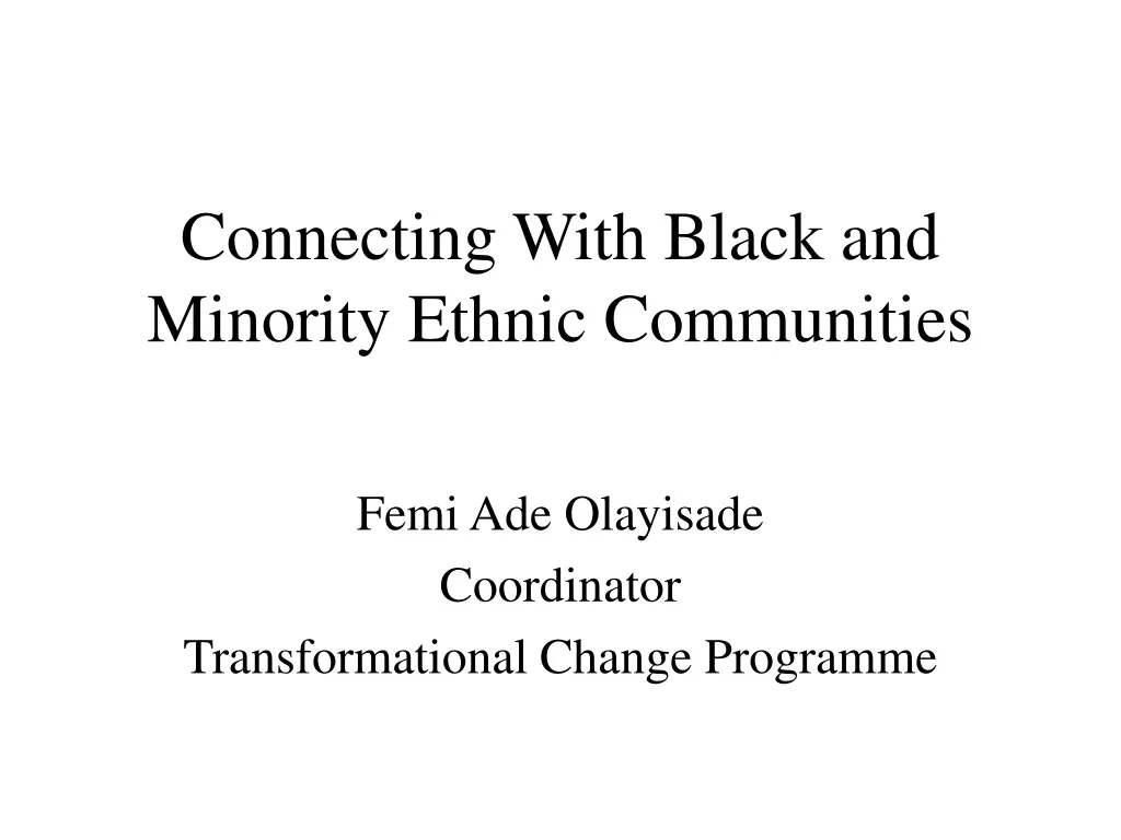 connecting with black and minority ethnic communities