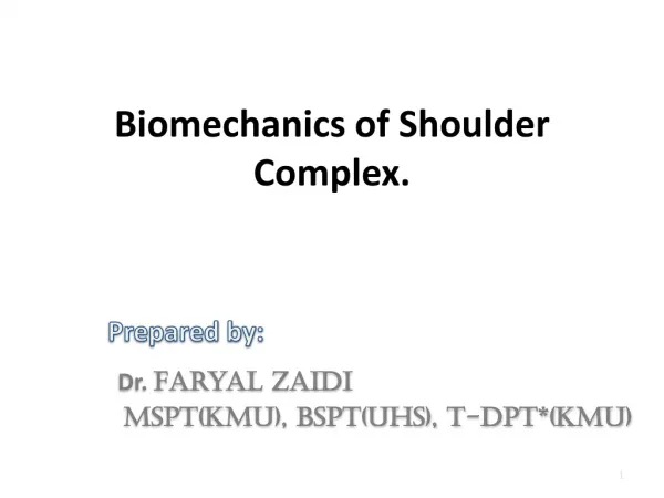 Biomechanics of Shoulder Complex.