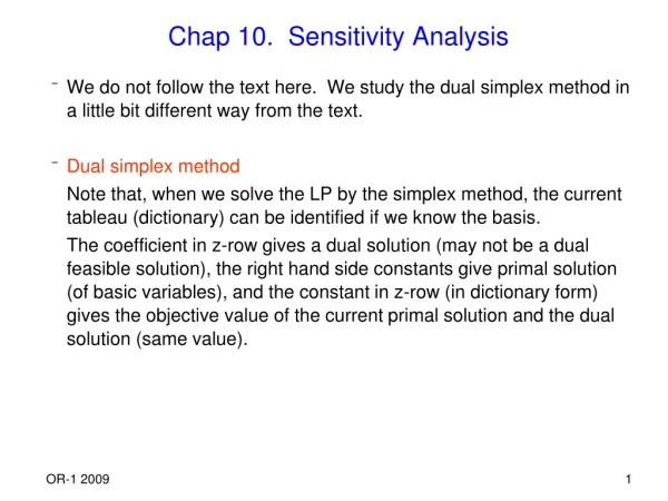 Chap 10. Sensitivity Analysis