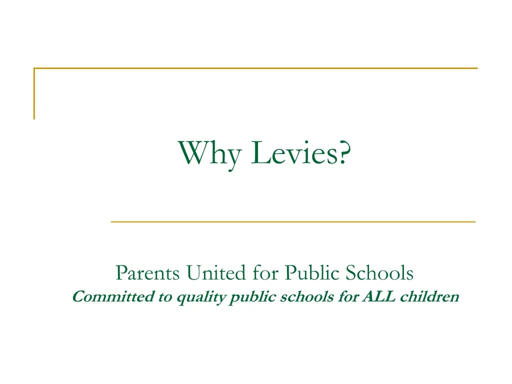 why levies parents united for public schools