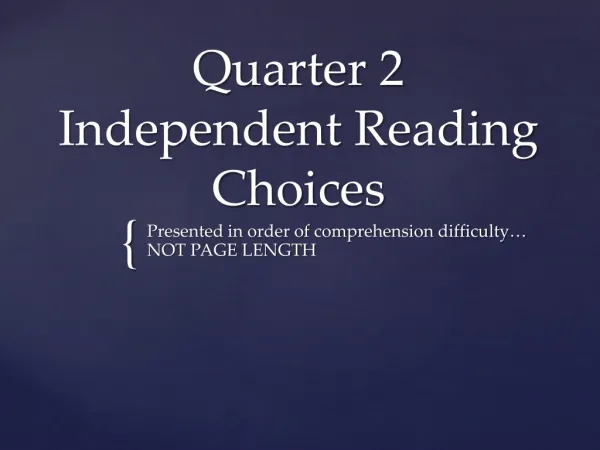 Quarter 2 Independent Reading Choices