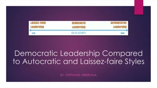 Democratic Leadership Compared to Autocratic and Laissez-faire Styles