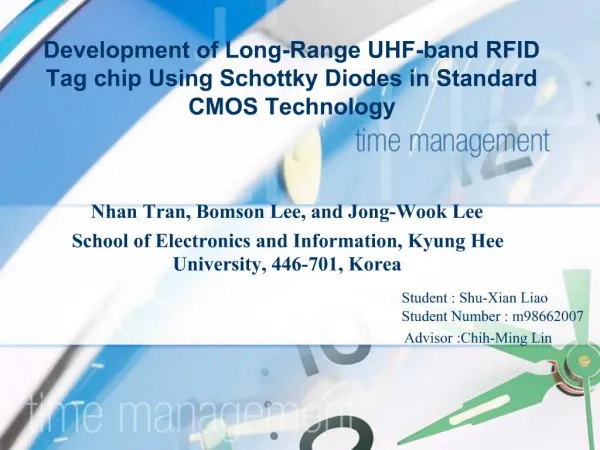 Development of Long-Range UHF-band RFID Tag chip Using Schottky Diodes in Standard CMOS Technology