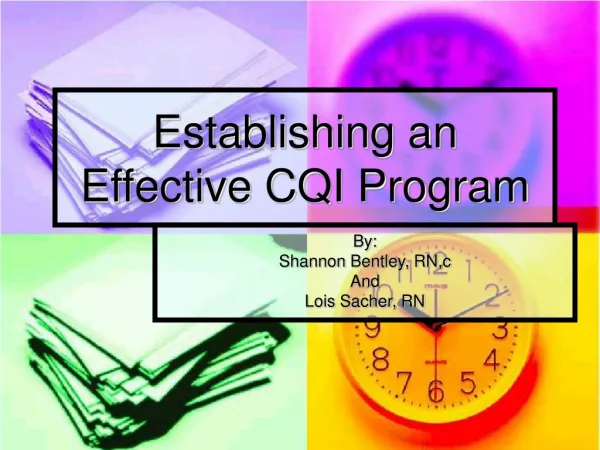 Establishing an Effective CQI Program