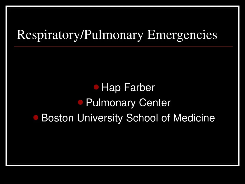respiratory pulmonary emergencies