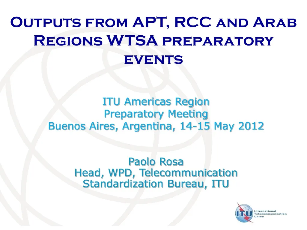 outputs from apt rcc and arab regions wtsa