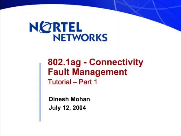 802.1ag - Connectivity Fault Management Tutorial Part 1