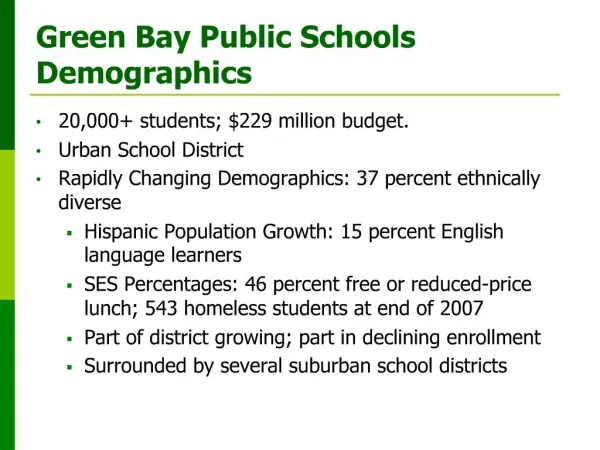 Green Bay Public Schools Demographics