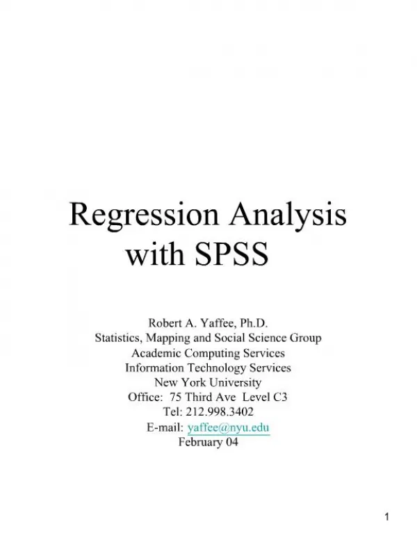 Regression Analysis with SPSS