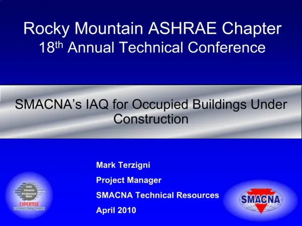 Rocky Mountain ASHRAE Chapter 18th Annual Technical Conference