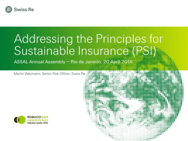 Addressing the Principles for Sustainable Insurance (PSI)