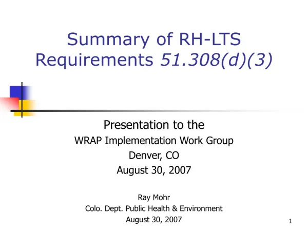Summary of RH-LTS Requirements 51.308(d)(3)
