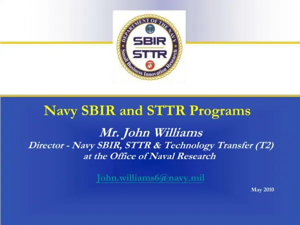 Navy SBIR and STTR Programs