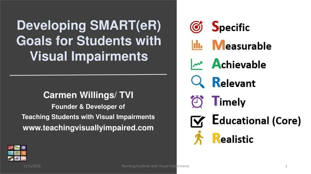 developing smart er goals for students with visual impairments