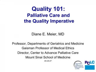 Quality 101: Palliative Care and the Quality Imperative - slide 1