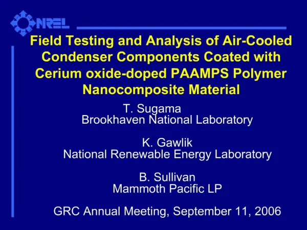 Field Testing and Analysis of Air-Cooled Condenser Components Coated with Cerium oxide-doped PAAMPS Polymer Nanocomposit