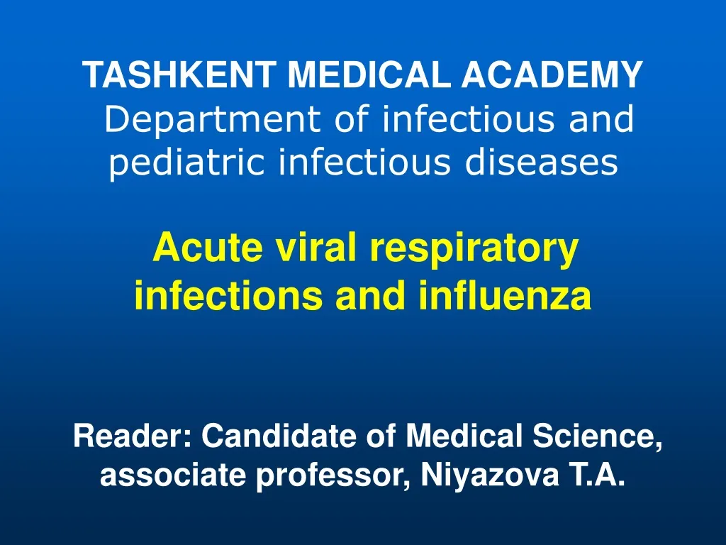 tashkent medical academy department of infectious