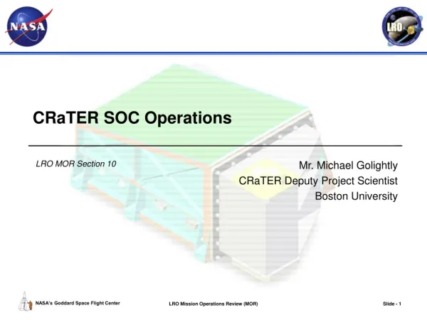 CRaTER SOC Operations