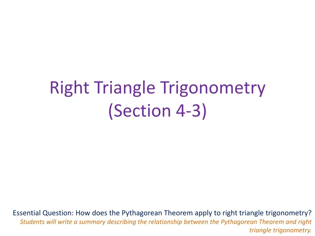 right triangle trigonometry section 4 3