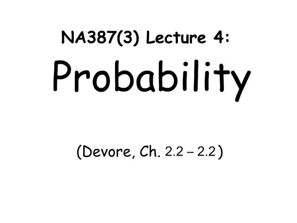 NA3873 Lecture 4: Probability