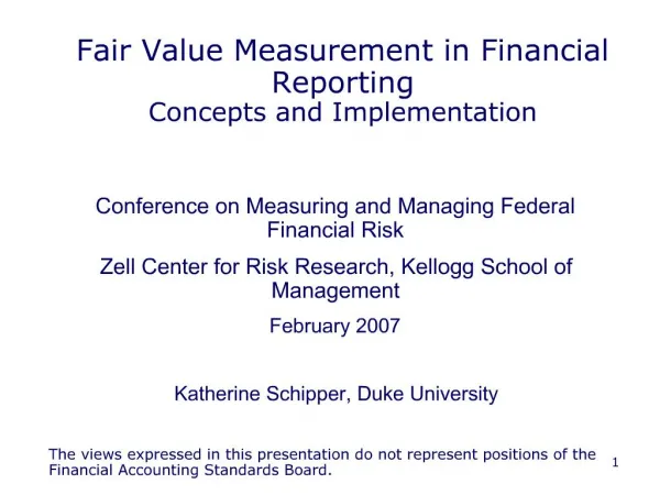 Fair Value Measurement in Financial Reporting Concepts and Implementation