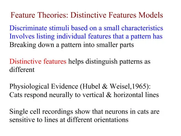 Feature Theories: Distinctive Features Models