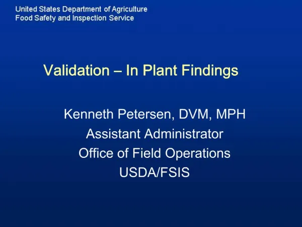 Validation In Plant Findings