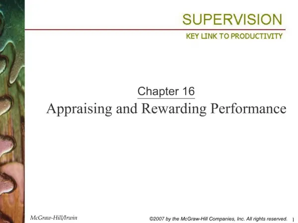 Chapter 16 Appraising and Rewarding Performance