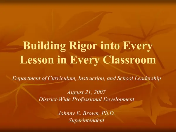 Building Rigor into Every Lesson in Every Classroom