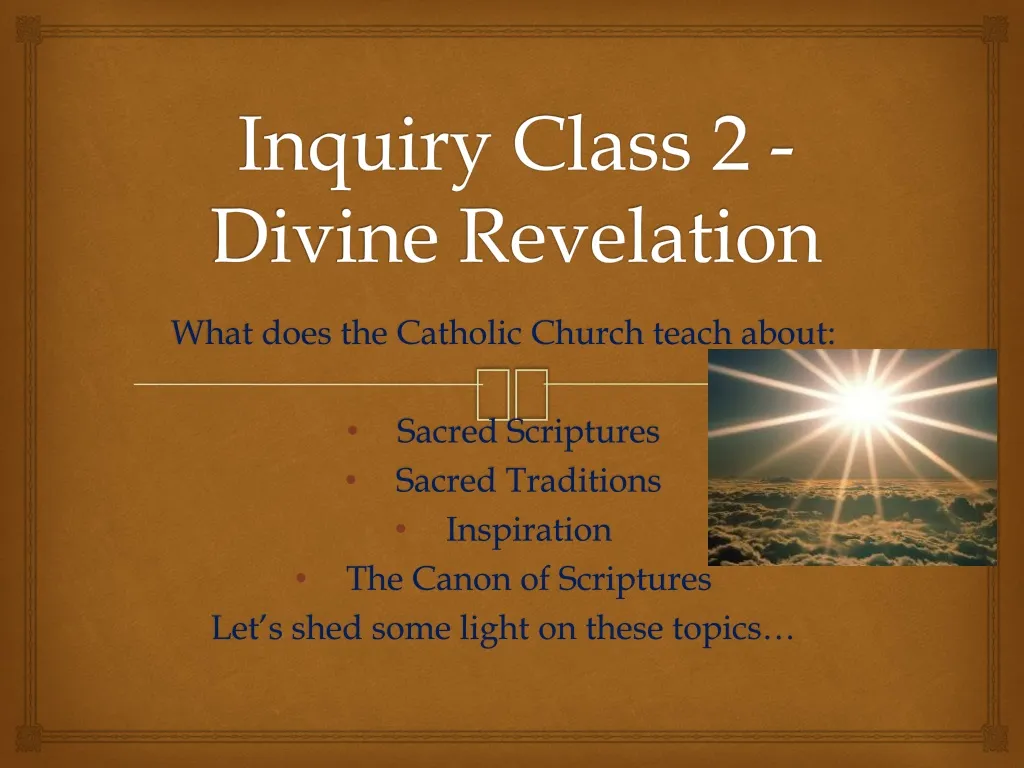 inquiry class 2 divine revelation