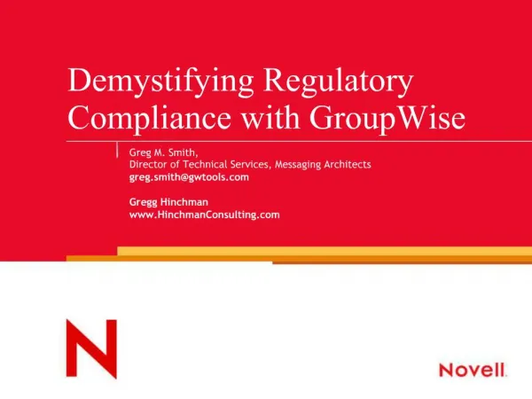 Demystifying Regulatory Compliance with GroupWise