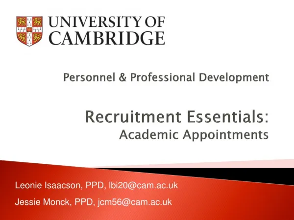 Personnel &amp; Professional Development Recruitment Essentials: Academic Appointments