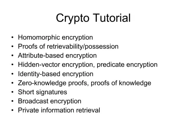 Crypto Tutorial