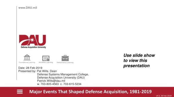 Major Events That Shaped Defense Acquisition, 1981-2019