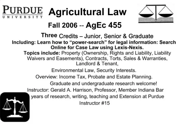 Agricultural Law Fall 2006 -- AgEc 455