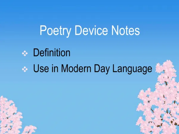 Poetry Device Notes