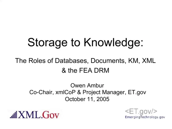 Storage to Knowledge:
