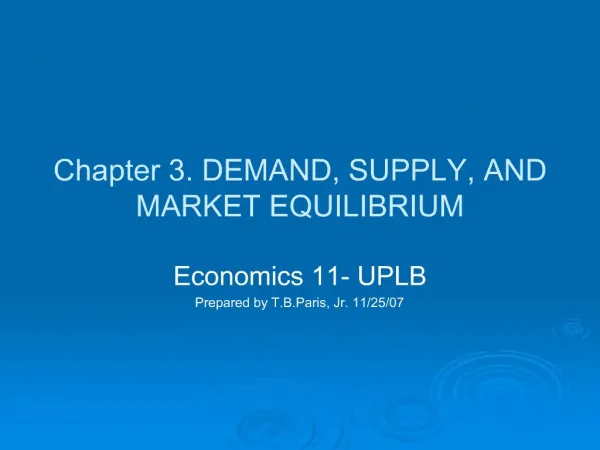 Chapter 3. DEMAND, SUPPLY, AND MARKET EQUILIBRIUM
