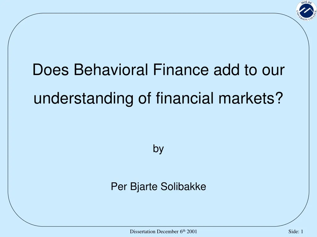 does behavioral finance add to our understanding