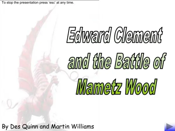 Edward Clement and the Battle of Mametz Wood