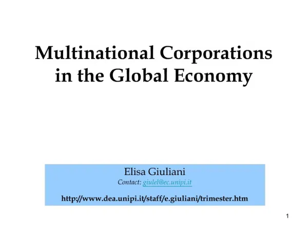 Multinational Corporations in the Global Economy