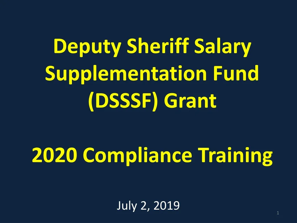 deputy sheriff salary supplementation fund dsssf grant 2020 compliance training