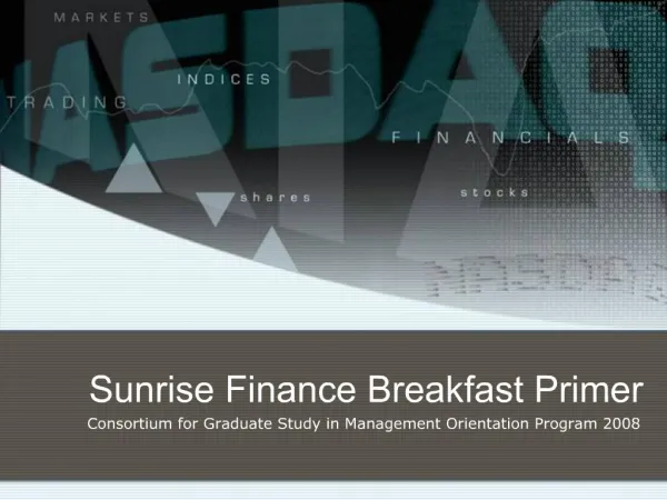 Sunrise Finance Breakfast Primer
