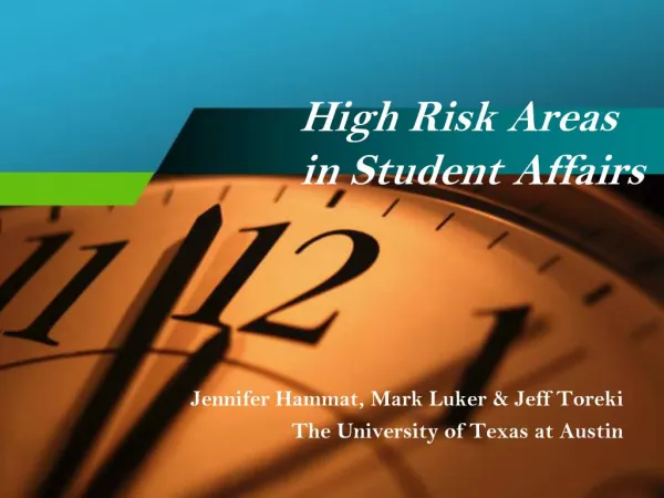 High Risk Areas in Student Affairs